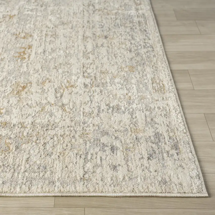 8' Ivory And Beige Abstract Runner Rug Photo 4