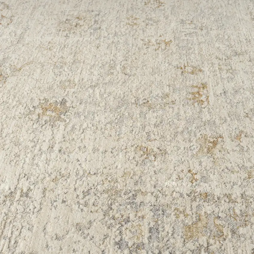 8' Ivory And Beige Abstract Runner Rug Photo 5