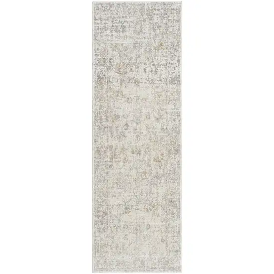 8' Ivory And Beige Abstract Runner Rug Photo 2