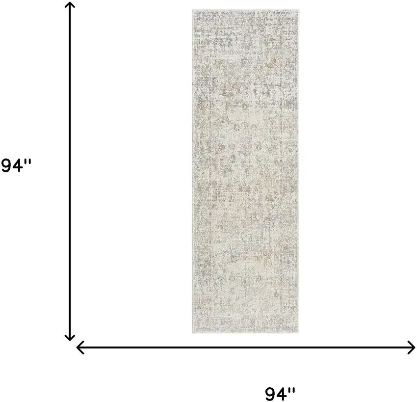 8' Ivory And Beige Abstract Runner Rug Photo 6