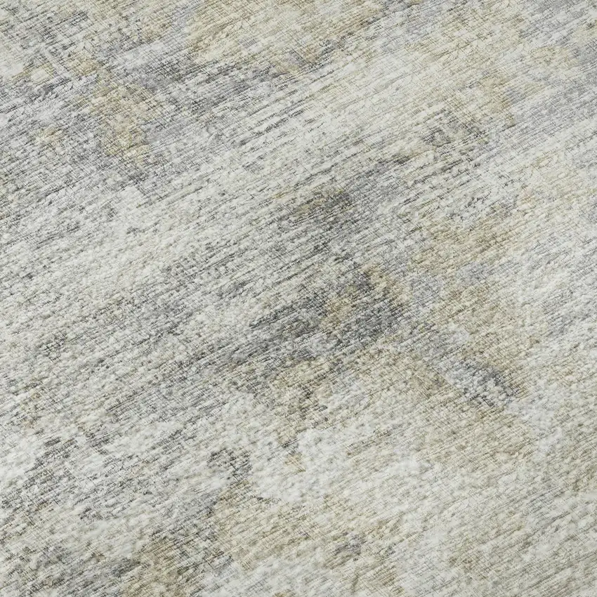 8' Ivory And Beige Abstract Washable Round Rug With UV Protection Photo 9