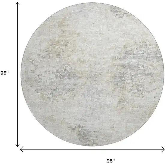 8' Ivory And Beige Abstract Washable Round Rug With UV Protection Photo 3