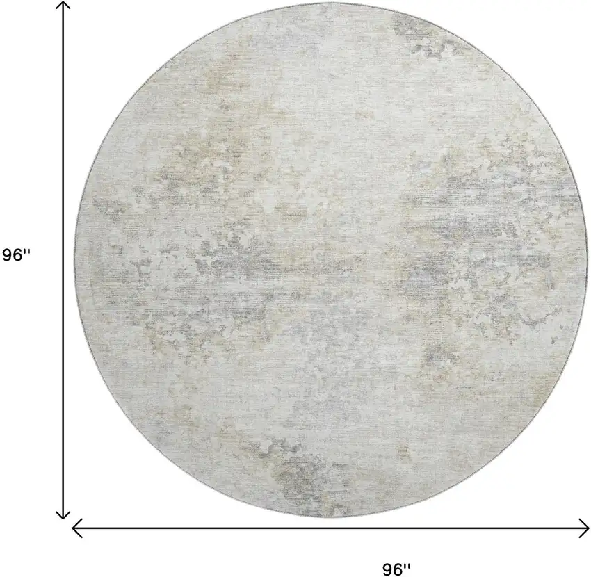 8' Ivory And Beige Abstract Washable Round Rug With UV Protection Photo 3