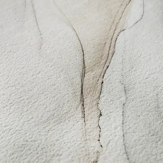 8' Ivory And Beige Abstract Washable Round Rug With UV Protection Photo 9