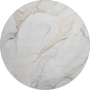 Photo of 8' Ivory And Beige Abstract Washable Round Rug With UV Protection