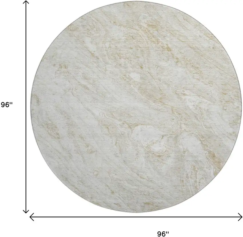 8' Ivory And Beige Abstract Washable Round Rug With UV Protection Photo 3