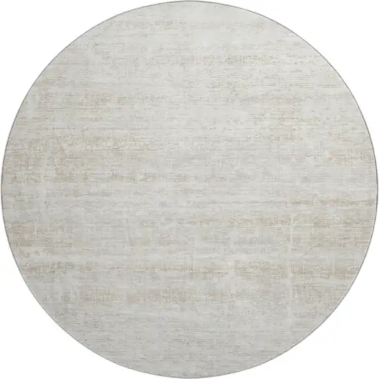 8' Ivory And Beige Abstract Washable Round Rug With UV Protection Photo 1