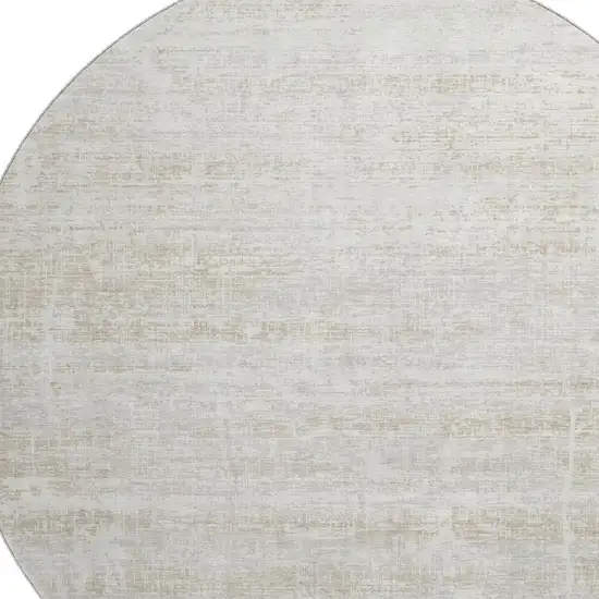 8' Ivory And Beige Abstract Washable Round Rug With UV Protection Photo 3