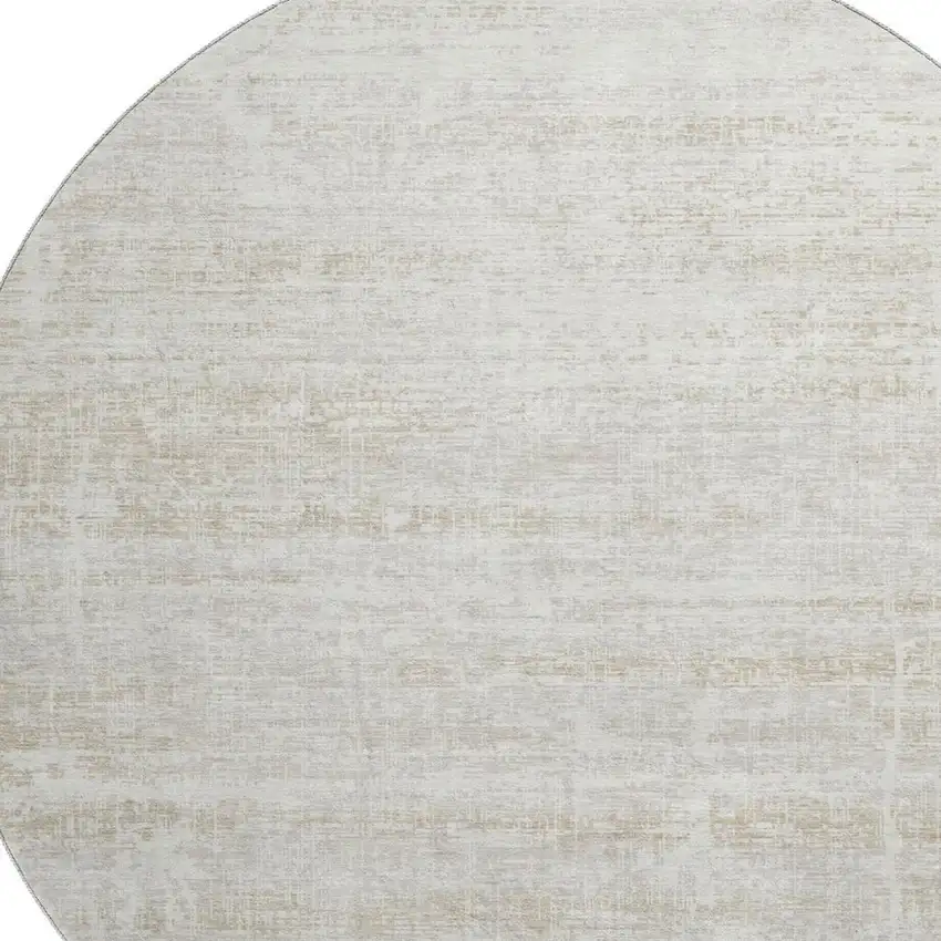 8' Ivory And Beige Abstract Washable Round Rug With UV Protection Photo 3