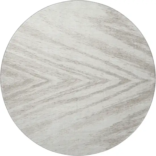 8' Ivory And Beige Abstract Washable Round Rug With UV Protection Photo 3
