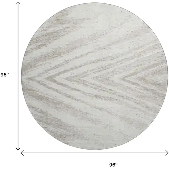 8' Ivory And Beige Abstract Washable Round Rug With UV Protection Photo 8