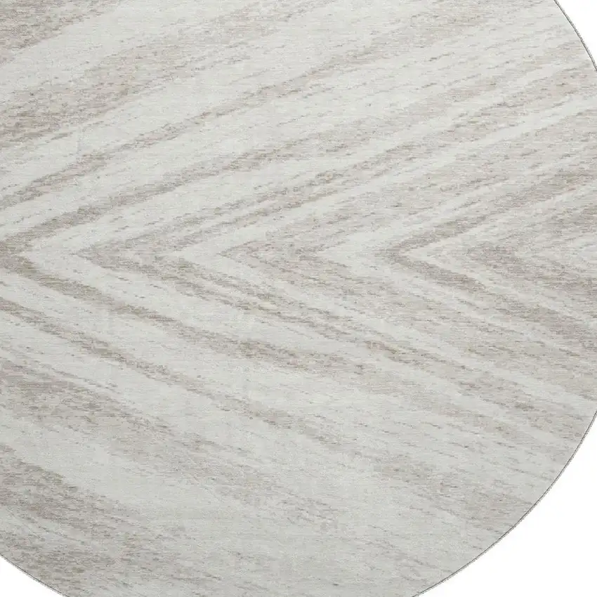 8' Ivory And Beige Abstract Washable Round Rug With UV Protection Photo 4