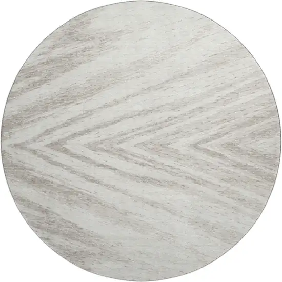 8' Ivory And Beige Abstract Washable Round Rug With UV Protection Photo 1