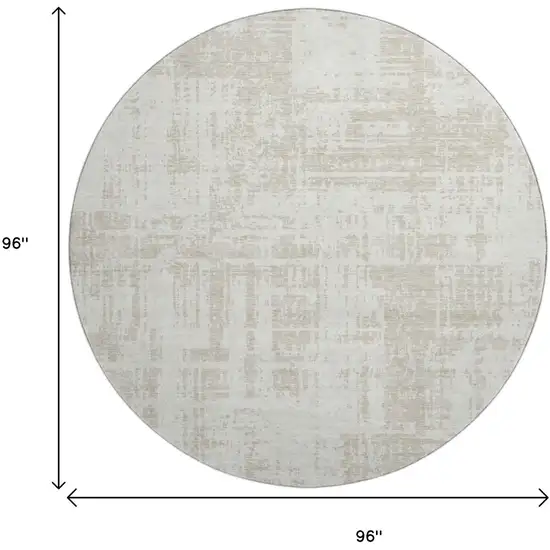 8' Ivory And Beige Abstract Washable Round Rug With UV Protection Photo 8