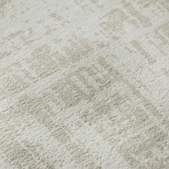 8' Ivory And Beige Abstract Washable Round Rug With UV Protection Photo 9