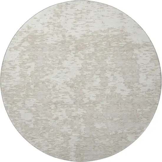 8' Ivory And Beige Abstract Washable Round Rug With UV Protection Photo 3