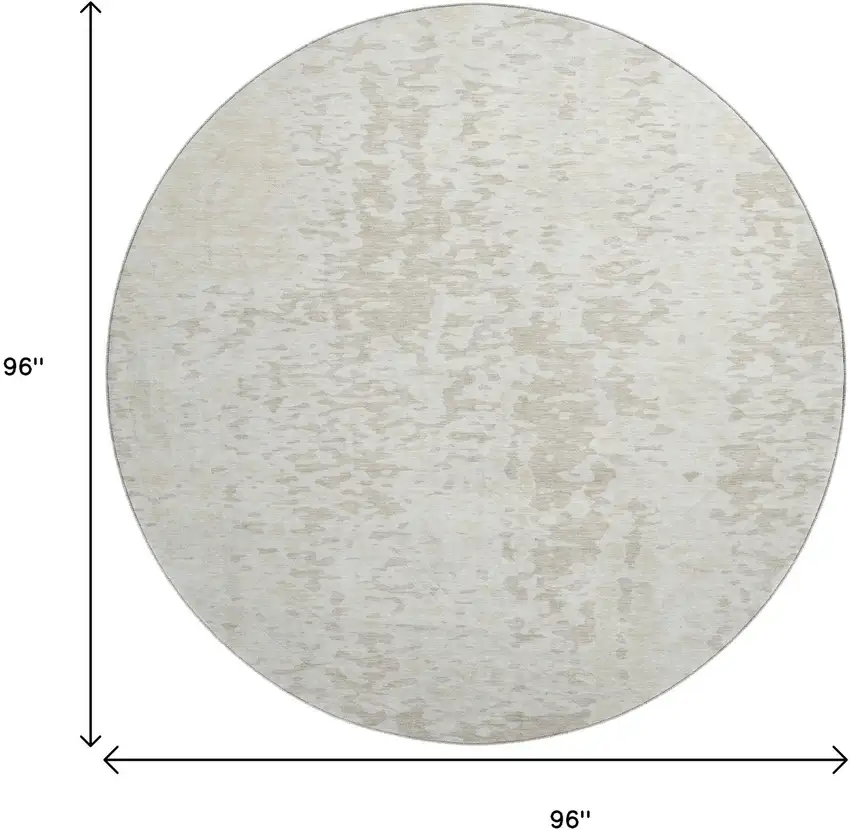 8' Ivory And Beige Abstract Washable Round Rug With UV Protection Photo 9