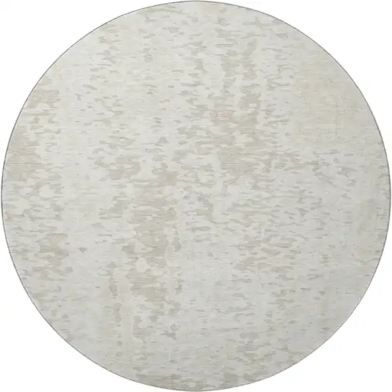 8' Ivory And Beige Abstract Washable Round Rug With UV Protection Photo 3