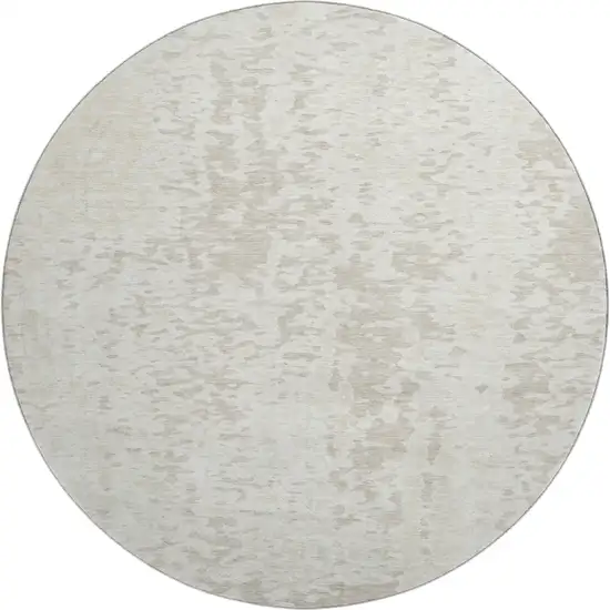 8' Ivory And Beige Abstract Washable Round Rug With UV Protection Photo 1