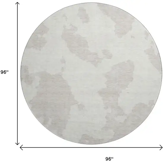 8' Ivory And Beige Abstract Washable Round Rug With UV Protection Photo 9