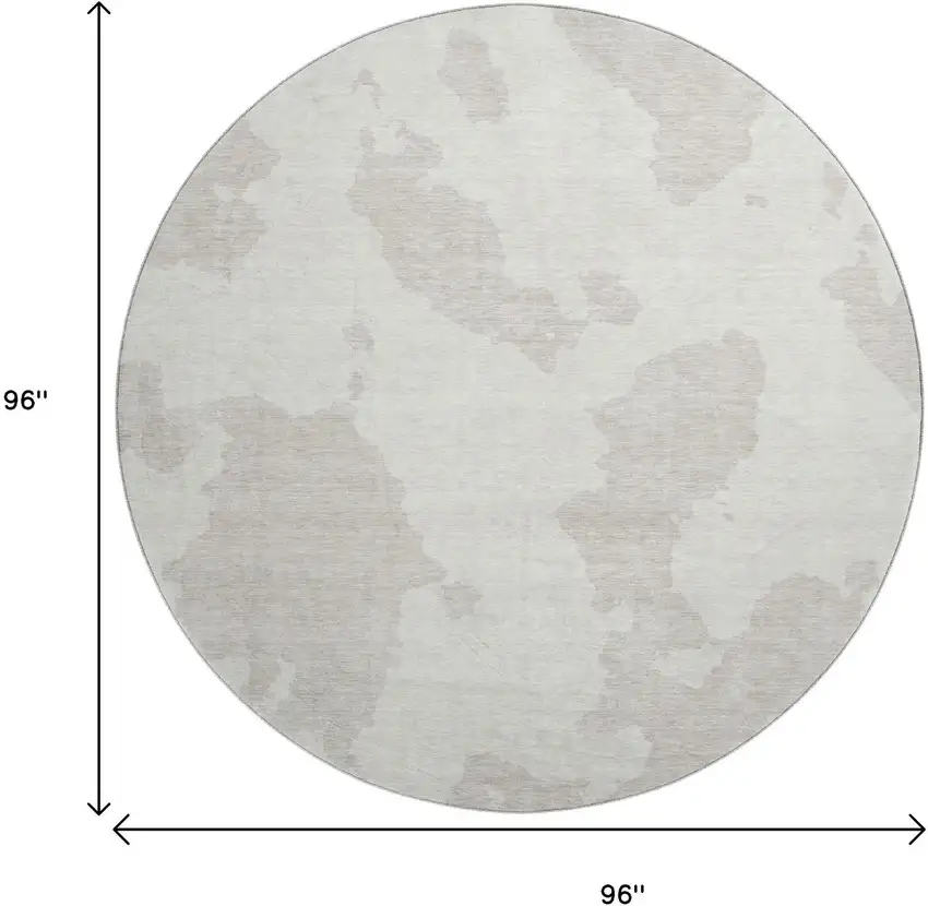 8' Ivory And Beige Abstract Washable Round Rug With UV Protection Photo 9