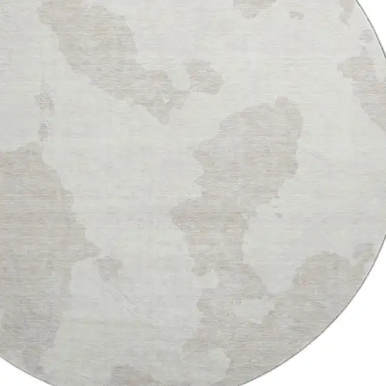 8' Ivory And Beige Abstract Washable Round Rug With UV Protection Photo 2