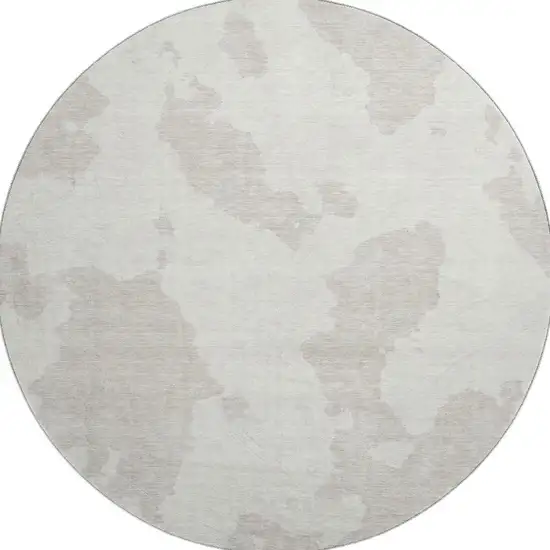 8' Ivory And Beige Abstract Washable Round Rug With UV Protection Photo 3