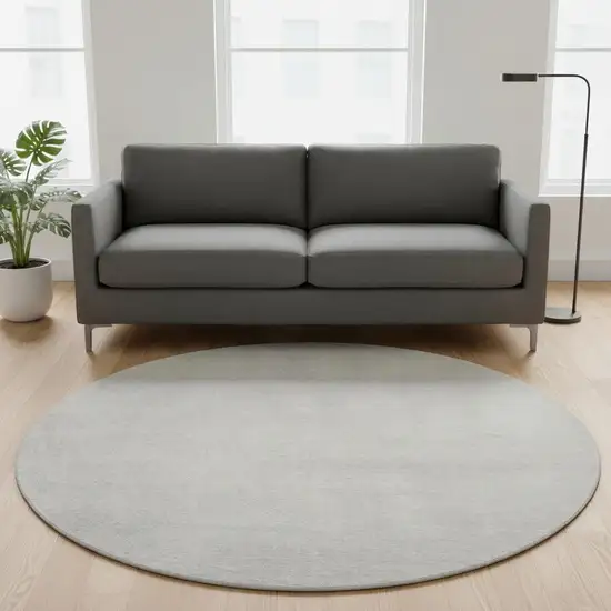 8' Ivory And Beige Abstract Washable Round Rug With UV Protection Photo 2