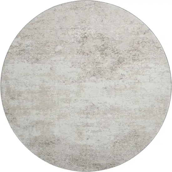 8' Ivory And Beige Abstract Washable Round Rug With UV Protection Photo 1