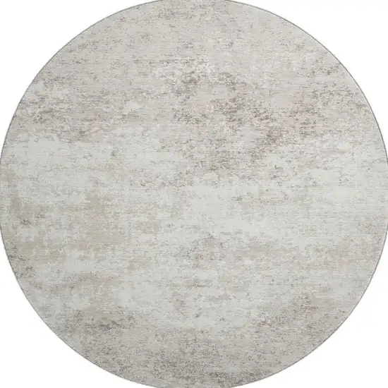 8' Ivory And Beige Abstract Washable Round Rug With UV Protection Photo 3