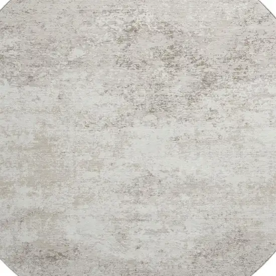 8' Ivory And Beige Abstract Washable Round Rug With UV Protection Photo 2