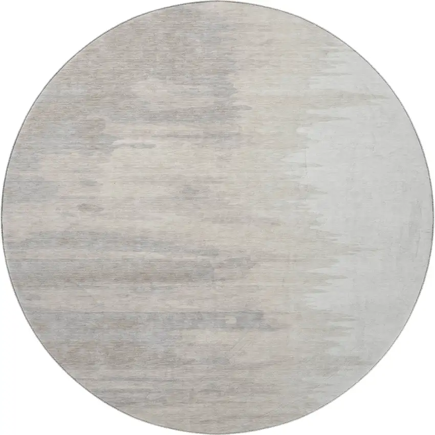 8' Ivory And Beige Abstract Washable Round Rug With UV Protection Photo 3