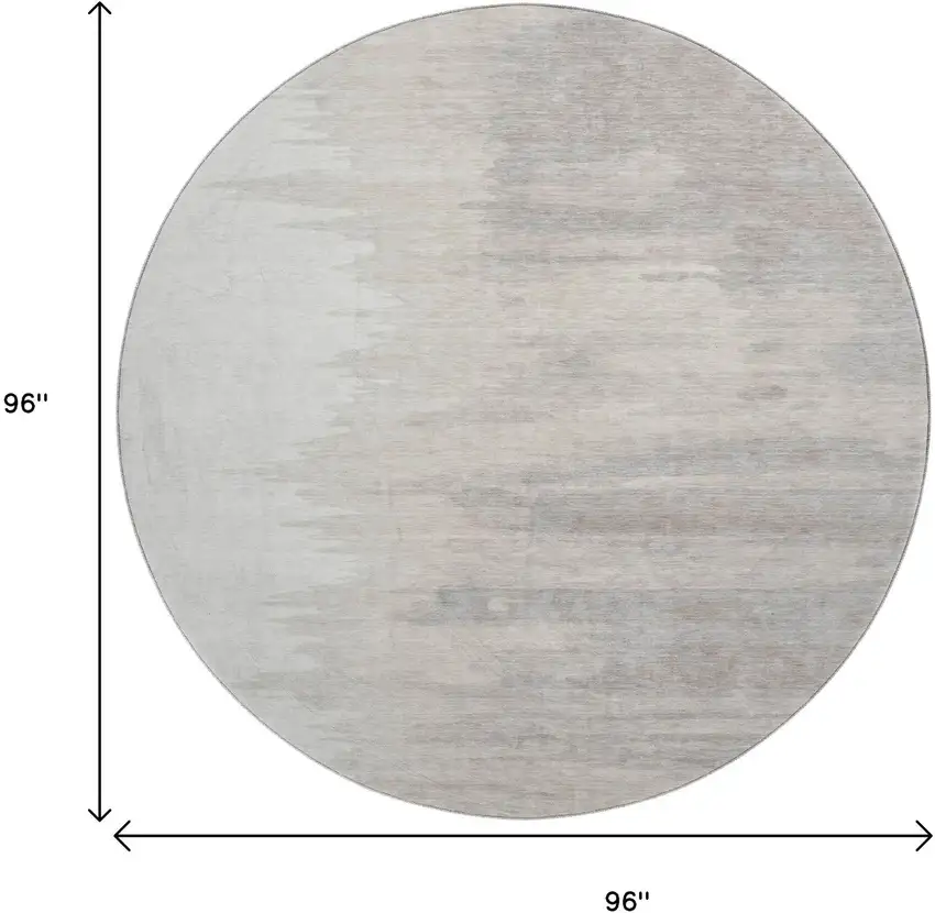 8' Ivory And Beige Abstract Washable Round Rug With UV Protection Photo 9