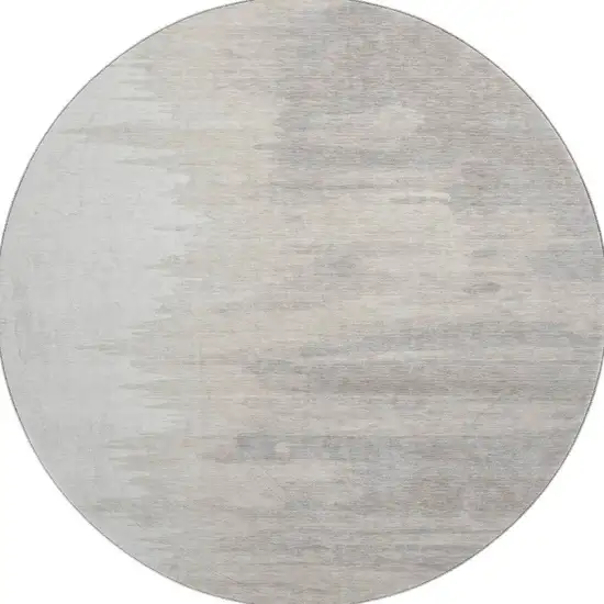 8' Ivory And Beige Abstract Washable Round Rug With UV Protection Photo 2
