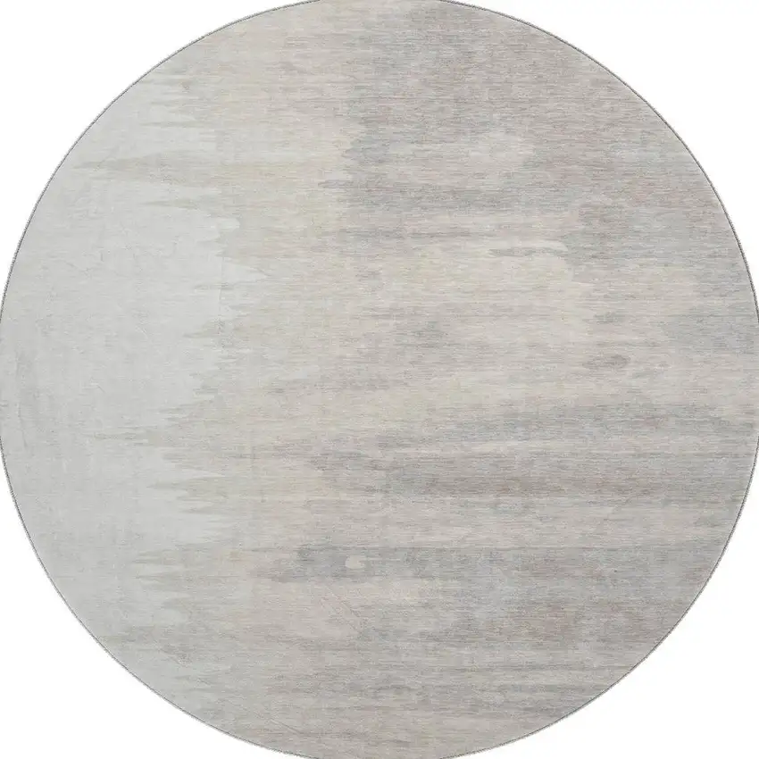 8' Ivory And Beige Abstract Washable Round Rug With UV Protection Photo 2