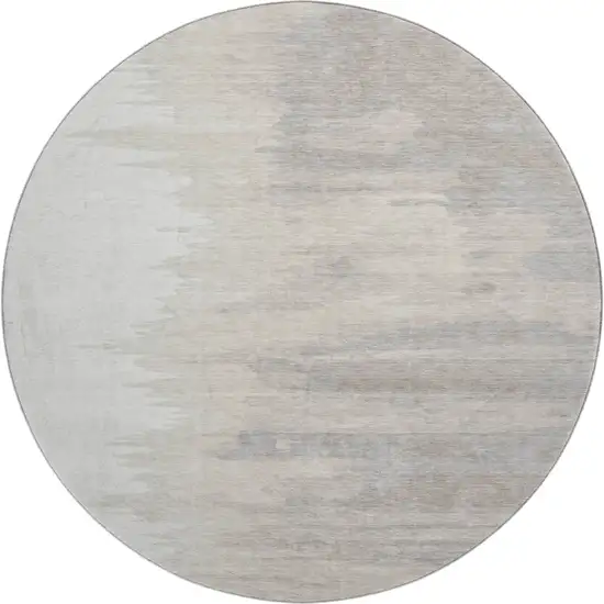 8' Ivory And Beige Abstract Washable Round Rug With UV Protection Photo 1