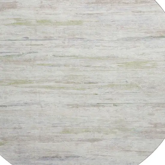 8' Ivory And Beige Abstract Washable Round Rug With UV Protection Photo 3