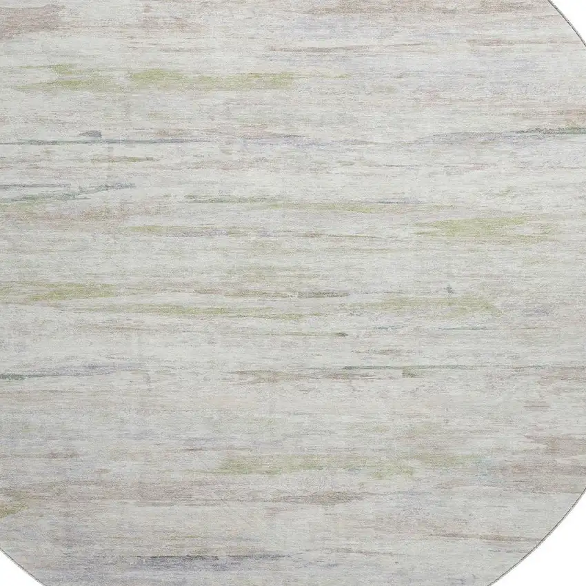 8' Ivory And Beige Abstract Washable Round Rug With UV Protection Photo 3