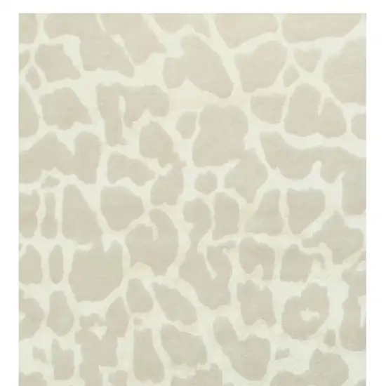 8' Ivory And Beige Animal Print Hand Knotted Area Rug Photo 3
