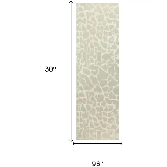 8' Ivory And Beige Animal Print Hand Knotted Area Rug Photo 5