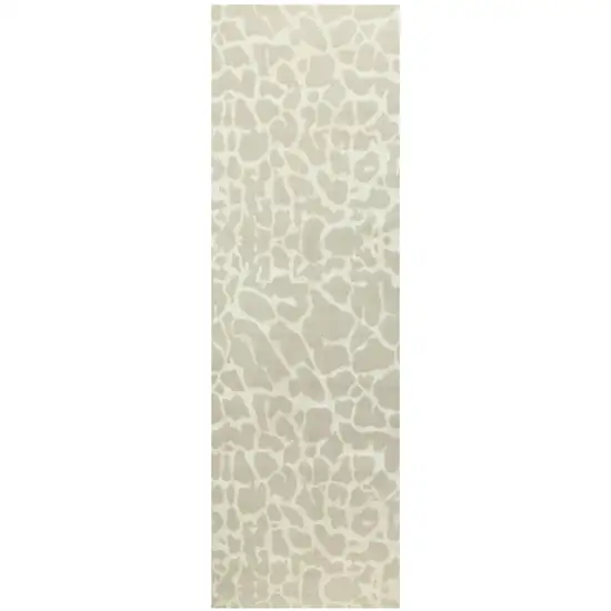 8' Ivory And Beige Animal Print Hand Knotted Area Rug Photo 2