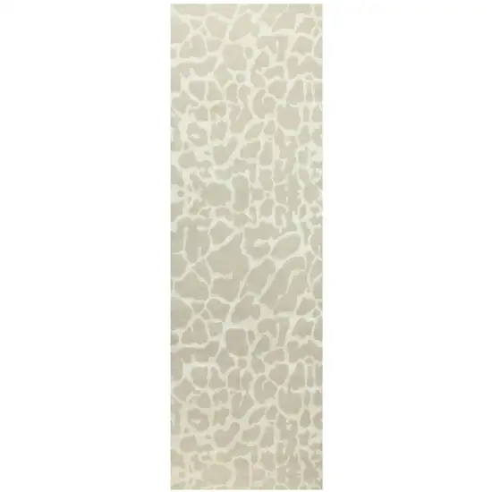 8' Ivory And Beige Animal Print Hand Knotted Area Rug Photo 4