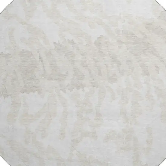 8' Ivory And Beige Animal Print Washable Round Rug With UV Protection Photo 3