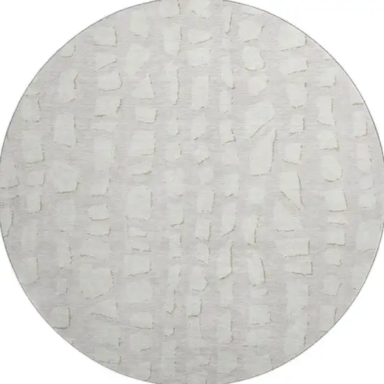 8' Ivory And Beige Cobblestone Washable Round Rug With UV Protection Photo 4