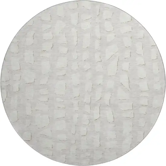 8' Ivory And Beige Cobblestone Washable Round Rug With UV Protection Photo 1