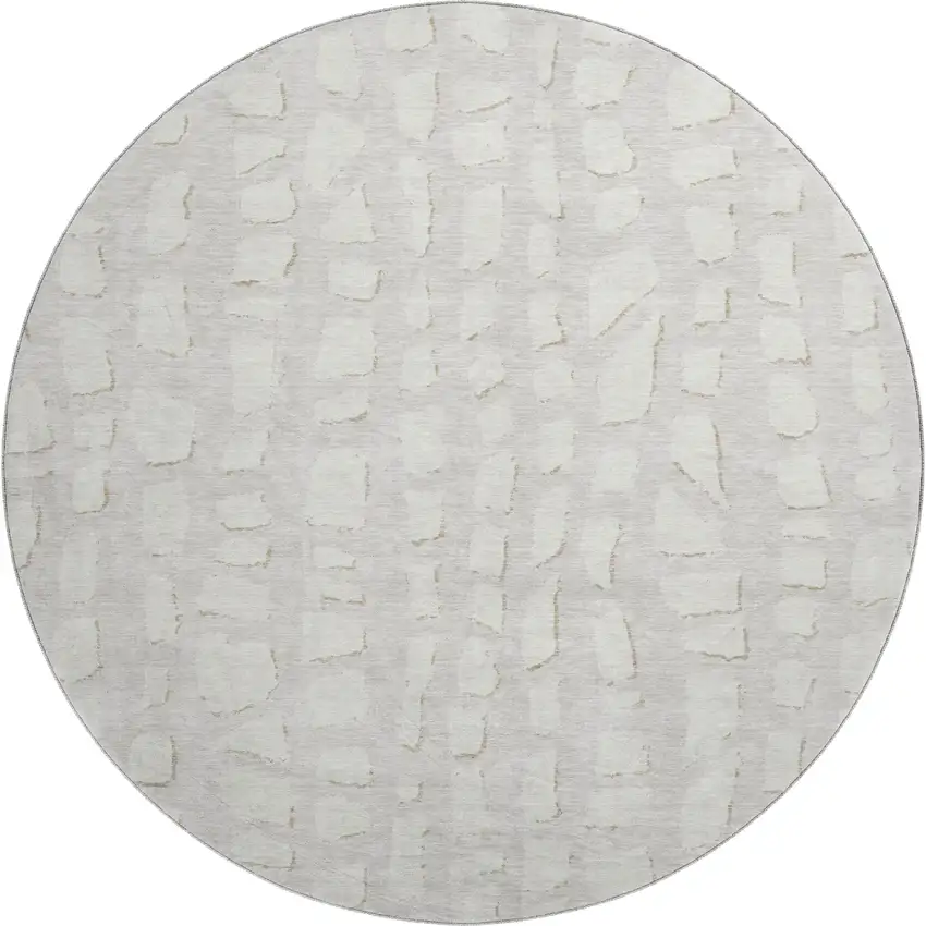 8' Ivory And Beige Cobblestone Washable Round Rug With UV Protection Photo 1