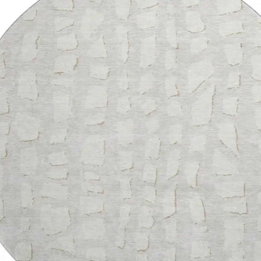 8' Ivory And Beige Cobblestone Washable Round Rug With UV Protection Photo 3