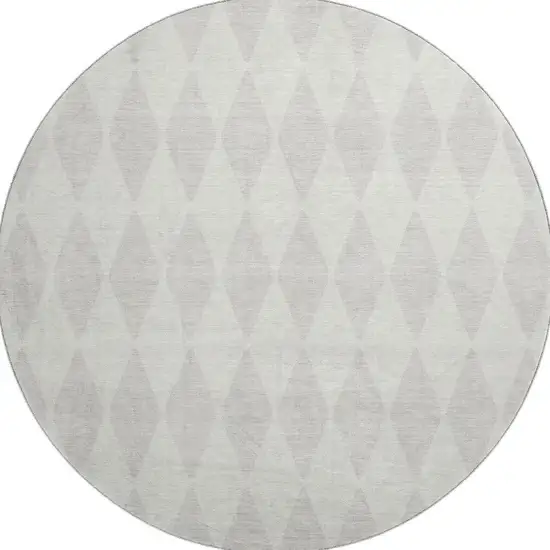 8' Ivory And Beige Diamond Washable Round Rug With UV Protection Photo 3