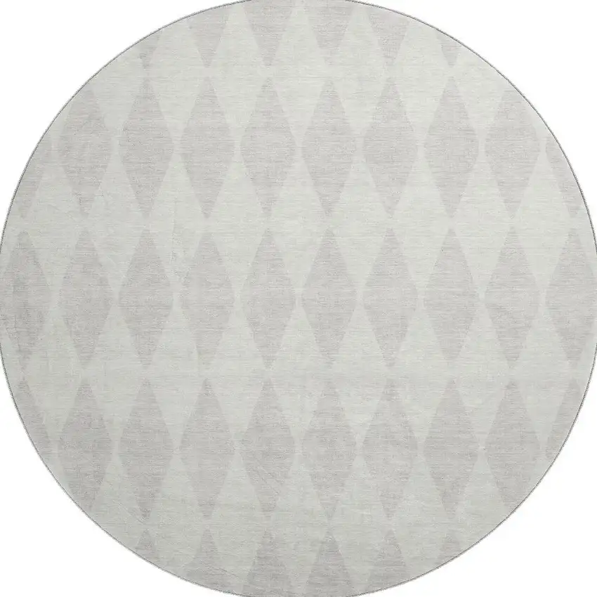 8' Ivory And Beige Diamond Washable Round Rug With UV Protection Photo 3