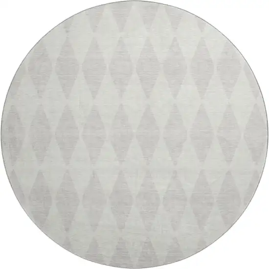 8' Ivory And Beige Diamond Washable Round Rug With UV Protection Photo 1
